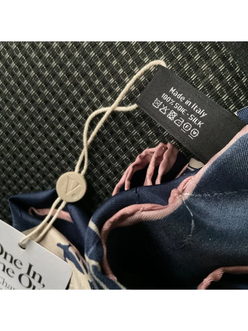 Chanel silk square blue beige scarf 89 by 90 cm purse perfume heel bracelet logo
